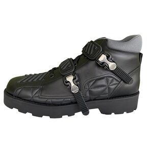 Gucci 718665 Black Leather Quebec Hi-top Calf Men's Sneakers Shoe, G 10.5